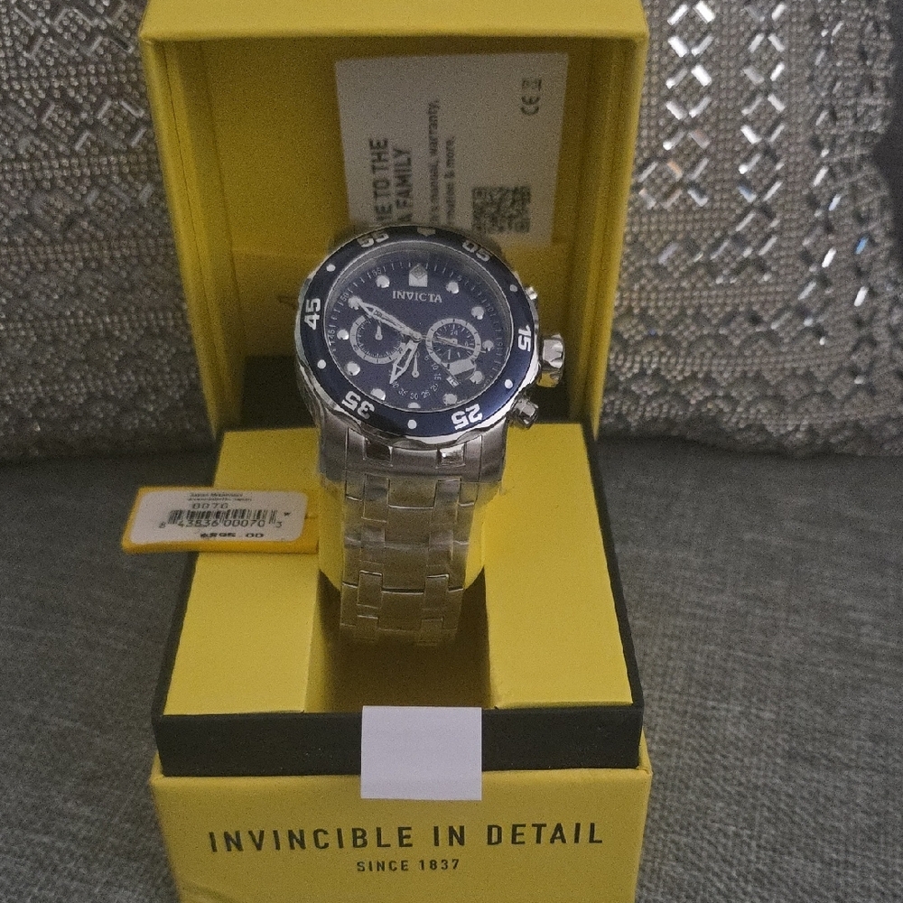 Invicta Blue Dial Silver Band Watch